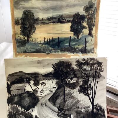 A - 352 1939 Two Watercolors of Landscapes by Glen Ranney