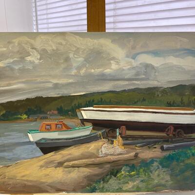A - 361 Two Original Watercolors Boat scenes by Glen Ranney