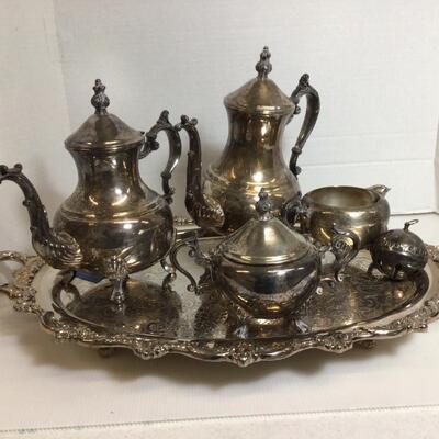 G569 Lot of Royal English Silver Plate Tea Set