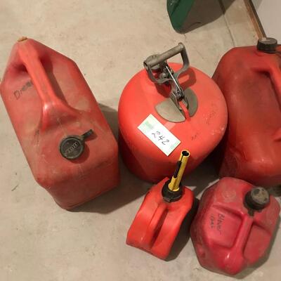 Lot of 5 Gas Cans