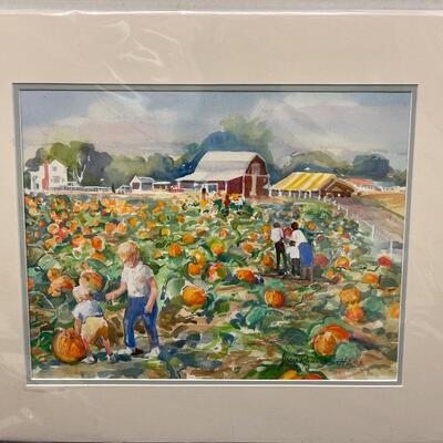 E - 432 Original Watercolor “Pumpkin Patch” by Jean Ranney Smith
