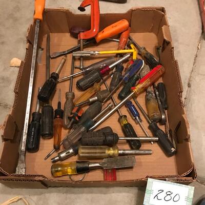 Flat of screwdrivers & other tools