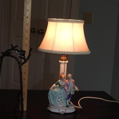 Dancing Victorian couple porcelain German lamp