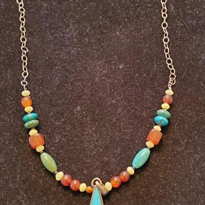 Barse Sterling, turquoise, and bead necklace