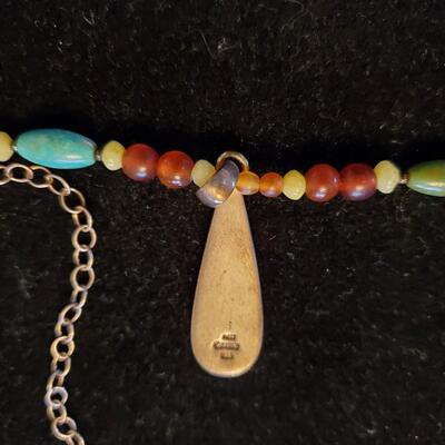 Barse Sterling, turquoise, and bead necklace