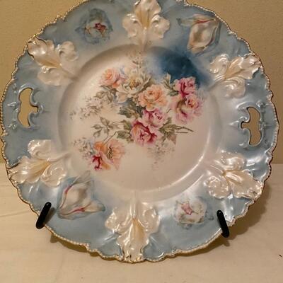 Vintage light blue bone china cabinet plate