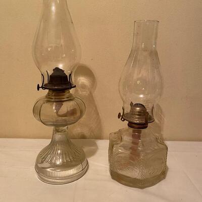 Two vintage kerosene lamps