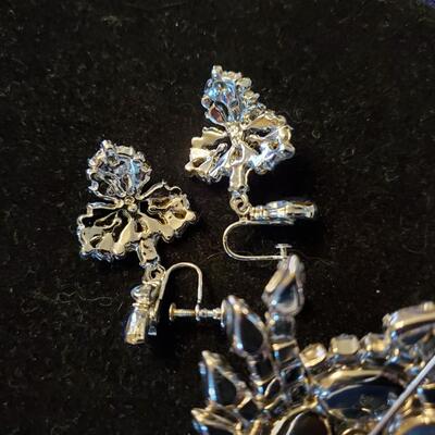 Vintage Kramer Rhinestone Brooch and Earrings