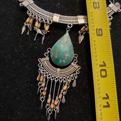 Turquoise Porcupine Quill Necklace