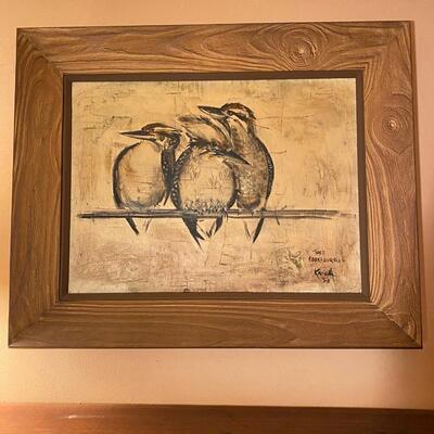 â€œThree Kookaburrasâ€ framed original artwork