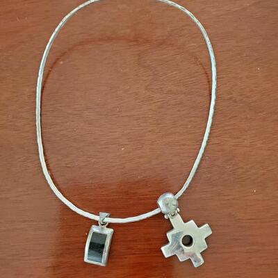 Sterling Choker with 2 --  925 pendants