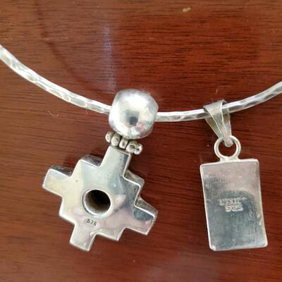 Sterling Choker with 2 --  925 pendants