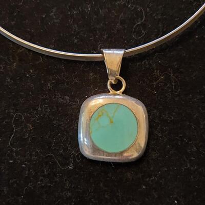 Sterling Choker with sterling/turquoise pendant