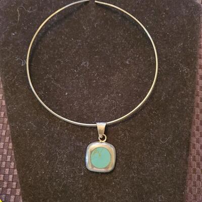 Sterling Choker with sterling/turquoise pendant