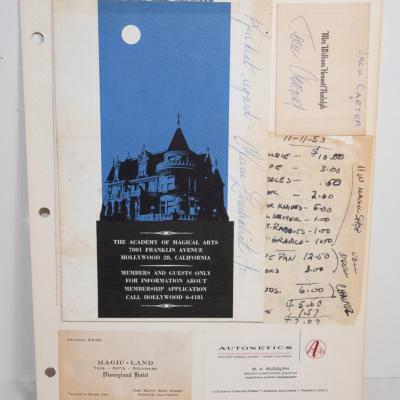 MISC. MAGIC SCRAPBOOK PAGE - INCLUDES JACK CARTER - EFREM ZIMBALIST JR.  AUTOGRAPHS