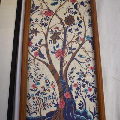 3 pc Art, Framed Picture, Fabric Tree Art