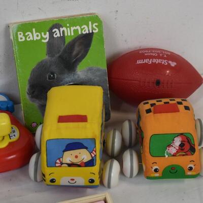 Toddler Toy Lot: Blocks, Soft Cars, Baby Animals, Rubber Football