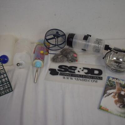 9 pc Pet Lot: Rabbits Book, Snap'y Fit Water/Food Bowl, Water Containers