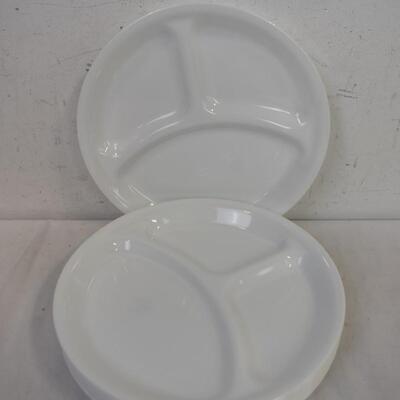 9 Divided White Plates Correlle By Corning, Good Condition
