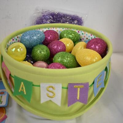 Easter Décor: Baskets, Eggs, Grass, Spring Sign, Hanging Decorations