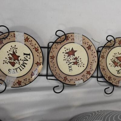 11 pc Home Decor: Candles, Chaney Clock, Wooden & Metal Napkin Rings