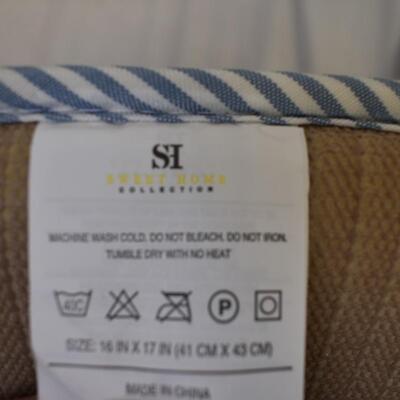 5 Blue Stripe Chair Cushions, Sweet Home