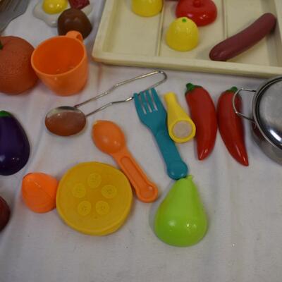 Lot of Kids Play Food and Small Pots and Pans