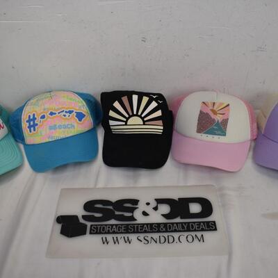 5 Trucker Style Baseball Hats, Hawaii, Bear Lake, Roxy, Bright Colors