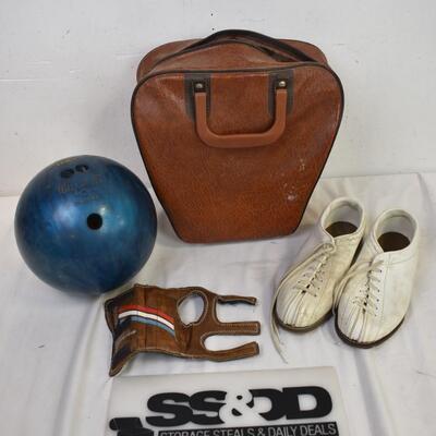 Bowling Ball, Bag & Shoes, 8 lb Ball, Maxim 4, Wrist Brace