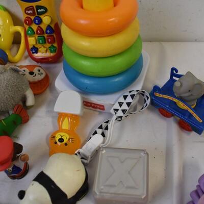 Toddler Toy Lot, Books, Stuffed Bear, Cars, Spoons
