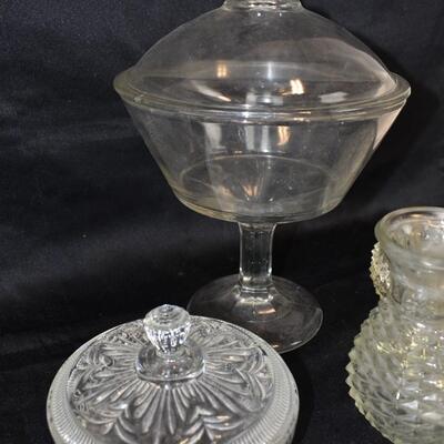 4 pc Glass, 3 Candy Dishes, 1 Vase