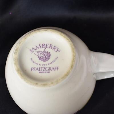 Pfaltzfraff Ceramics: 5 Jamberry Cream Cups with Handles, 1 Small Plate