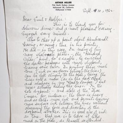 PERSONAL CORRESPONDENCE BETWEEN ARTISTS - ARTHUR MILLIER AND EMIL KOSA