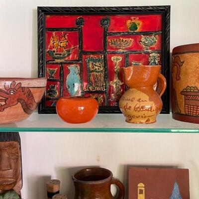 Lot 209 Collection Decorative Arts From Mexico Painted Tile Clay Pots Glass Fruit Misc