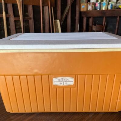 Lot 217 Vintage Orange Thermos Picnic Cooler