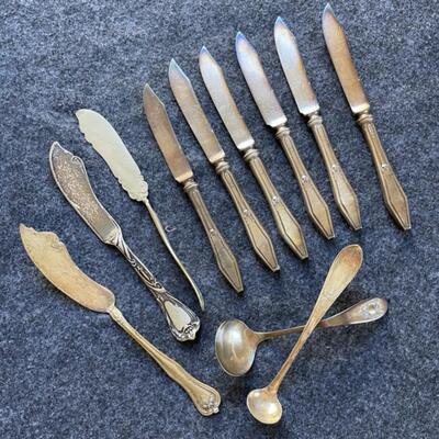 Lot 221 Collection Silverplate Knives Small Ladles