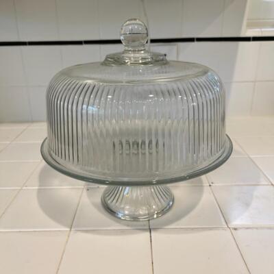Lot 234 Vintage Glass Cake Stand and Cover