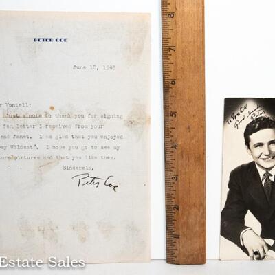ACTOR PETER COE - SIGNED LETTER AND PHOTO
