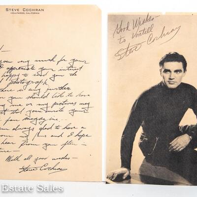 AUTOGRAPHED PHOTO AND LETTER - ACTOR STEVE COCHRAN