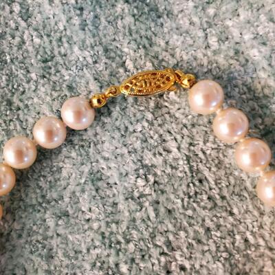 34" string of pearls, G. Silver clasp