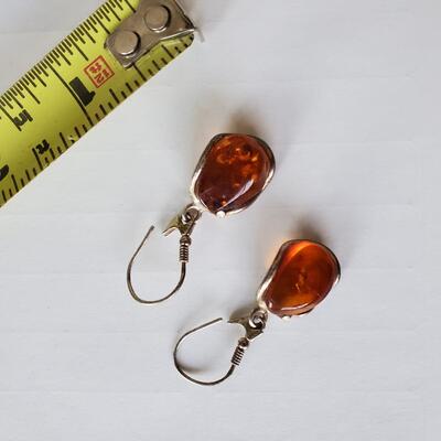 Amber Sterling Hook Earrings