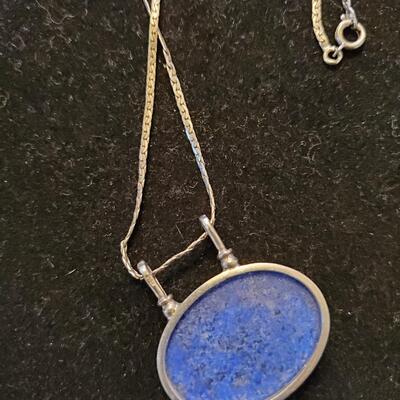 Lapis Pendant with sterling chain