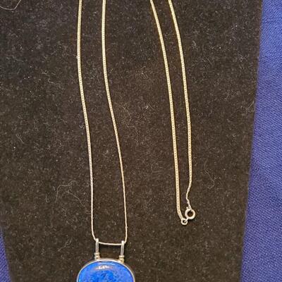 Lapis Pendant with sterling chain
