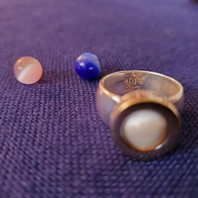 Rare Vintage Clio 925 Sterling Interchangeable Bead Ball Stone Ring