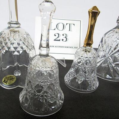 Lot of 5 Vintage Crystal Glass Bells