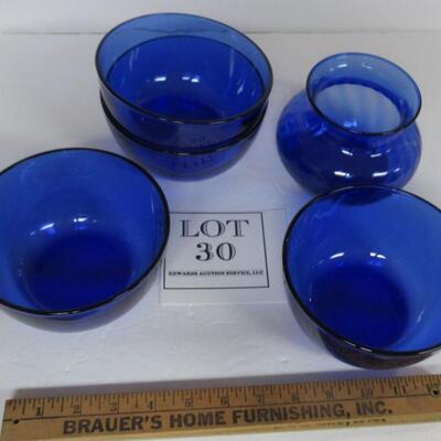 Lot of Cobalt Blue Bowls and Vase