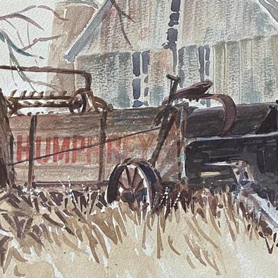 Kansas Regionalist Penner - Original Barn / Wagon Watercolor Painting