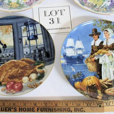 Lot of Collectible Plates, Gardens and Thanksgiving Theme