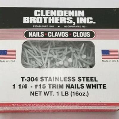 3 Clendenin Brothers Stainless Steel Trim Nails - White - 1lb. Box