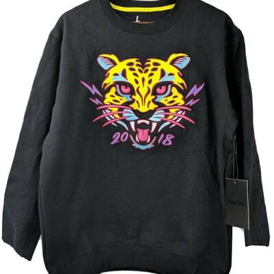Snapchat Logo King by Snap Inc 2018 Embroidered Tiger Black Sweatshirt sz Large - New